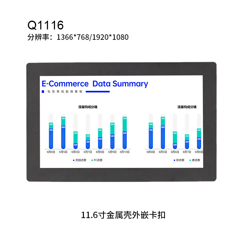 11.6寸金属壳卡扣外嵌显示器